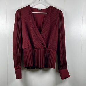 Pleated Wrap-Style Peplum Top
